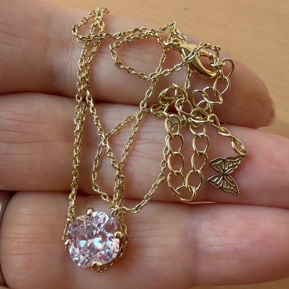 VINTAGE CUSHION CUT WHITE CZ NECKLACE ADJUSTABLE 15-18